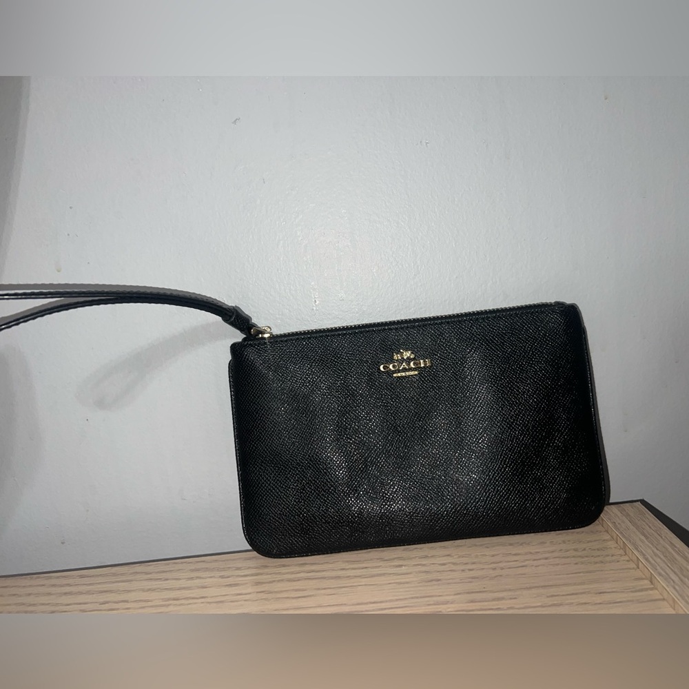 Coach Black Leather Wristlet